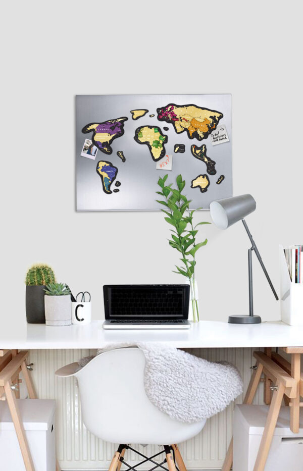 Scratch Map Magnetic World on the wall office