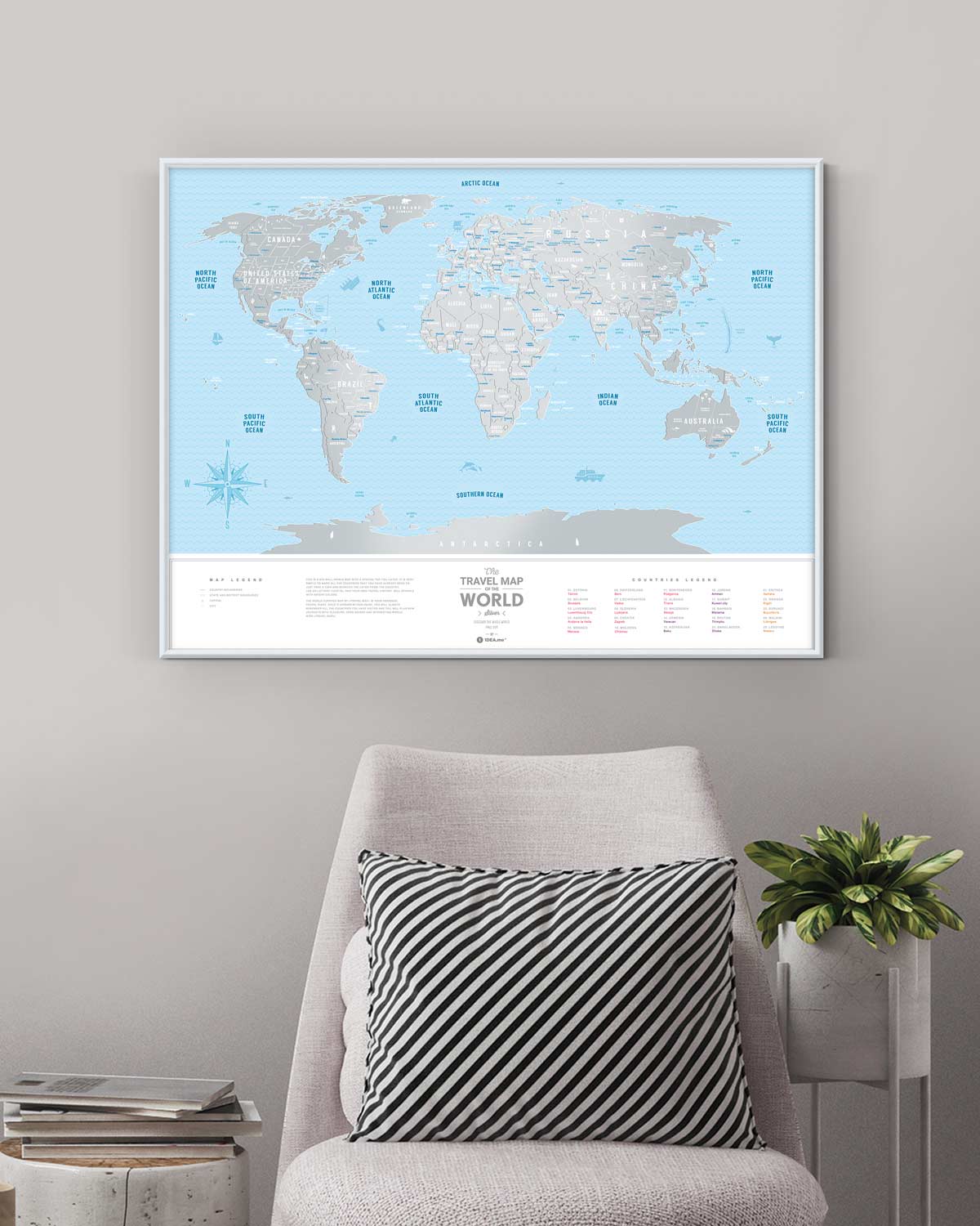 Scratch Off Map Travel Map® Silver World - Design gifts: scratch off maps  & posters