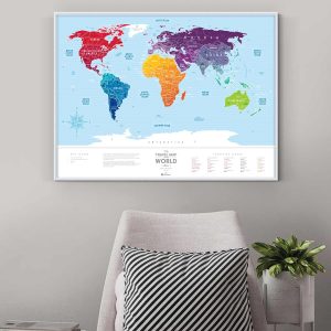 Scratch Map Silver World colored in interior